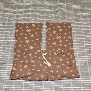 Gilligan O Malley Snowflake Knit Pajama Pants Sleepwear Brown White XL